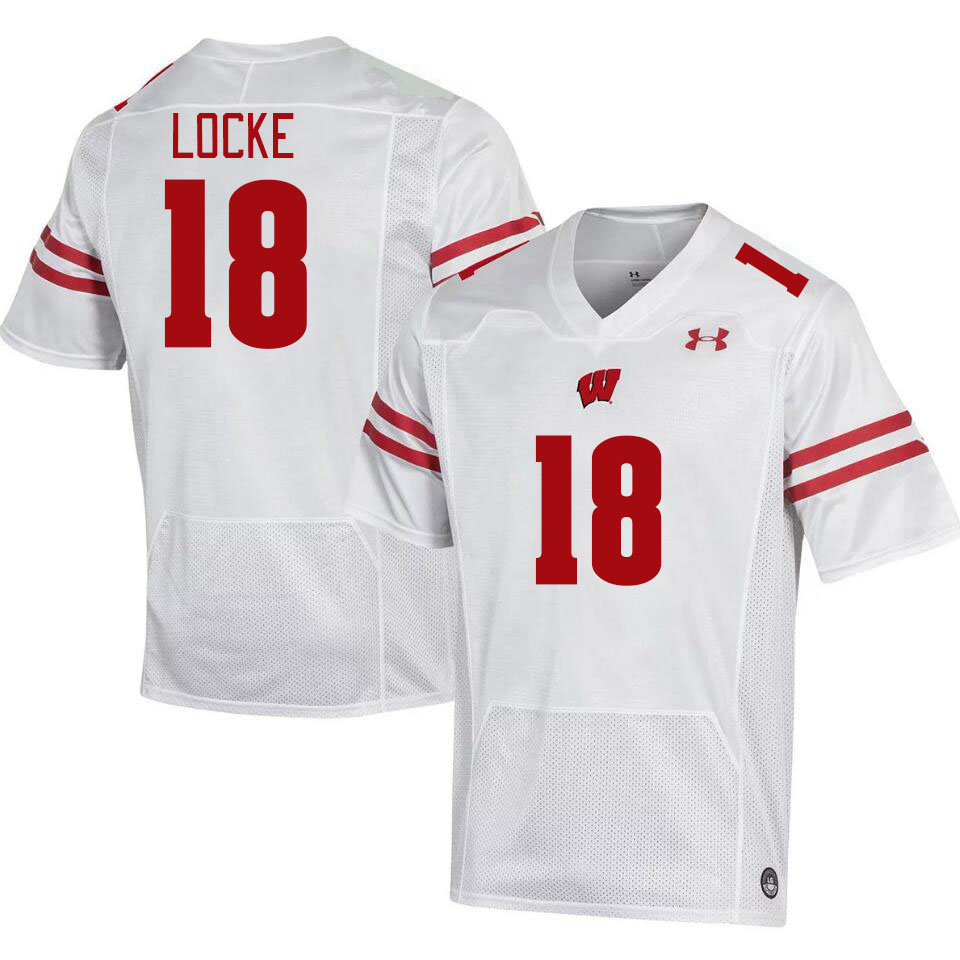 Men #18 Braedyn Locke Winsconsin Badgers College Football Jerseys Stitched Sale-White